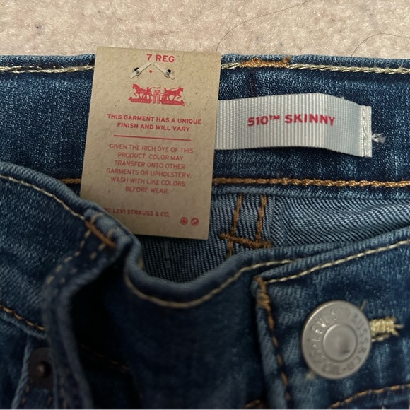 Levi’s 510 Skinny Stretch Blue Denim Jeans 7 Regular - Picture 3 of 6